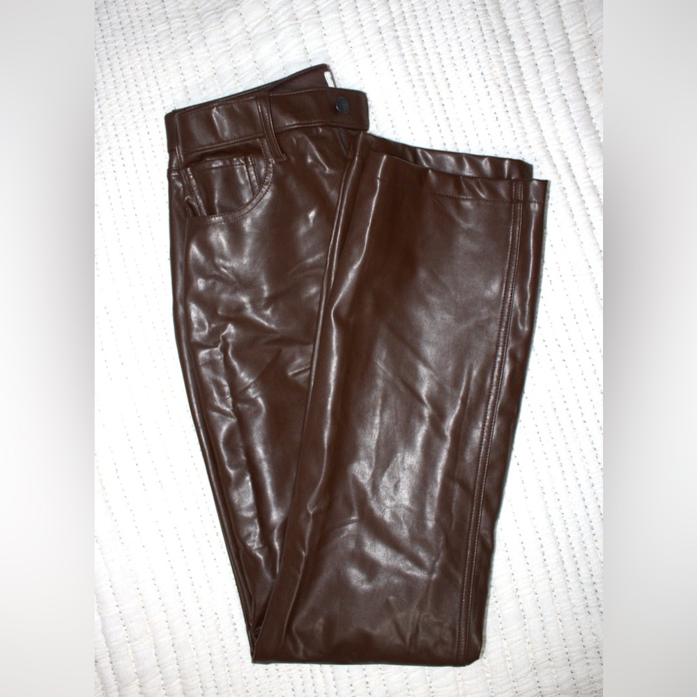 Abercrombie & Fitch Dark Brown 90s Straight Ultra High Faux Leather pants --27/4